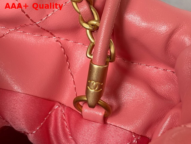 Chanel 22 Mini Handbag in Coral Pink Shiny Crumpled Calfskin Gold Tone Metal AS3980 Replica