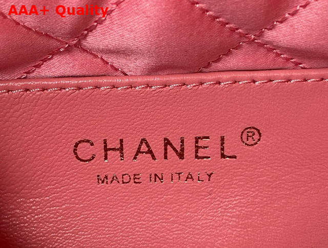 Chanel 22 Mini Handbag in Coral Pink Shiny Crumpled Calfskin Gold Tone Metal AS3980 Replica