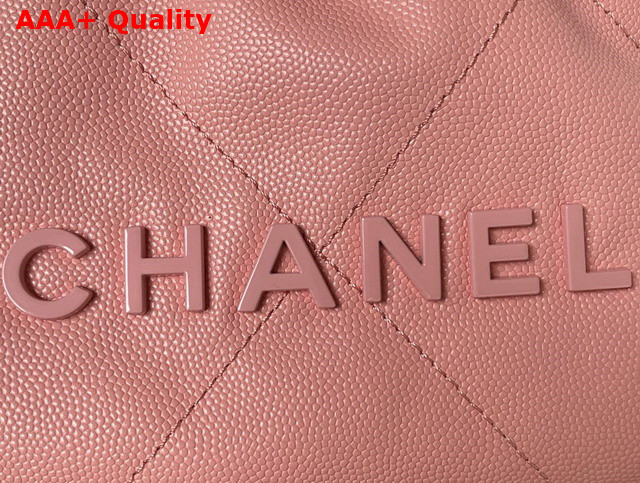 Chanel 22 Mini Handbag in Coral Pink Shiny Grained Calfskin Gold Tone Metal and Lacquered Metal AS3980 Replica