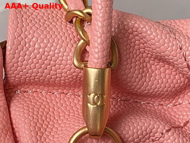 Chanel 22 Mini Handbag in Coral Pink Shiny Grained Calfskin Gold Tone Metal and Lacquered Metal AS3980 Replica