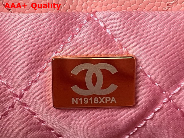 Chanel 22 Mini Handbag in Coral Pink Shiny Grained Calfskin Gold Tone Metal and Lacquered Metal AS3980 Replica