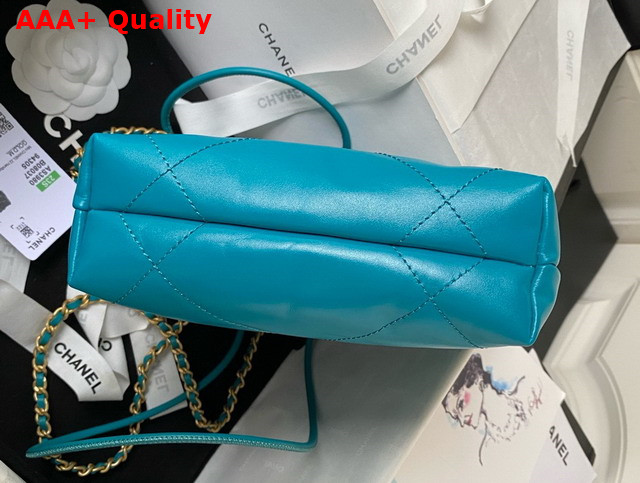 Chanel 22 Mini Handbag in Light Blue Shiny Crumpled Calfskin Gold Tone Metal AS3980 Replica