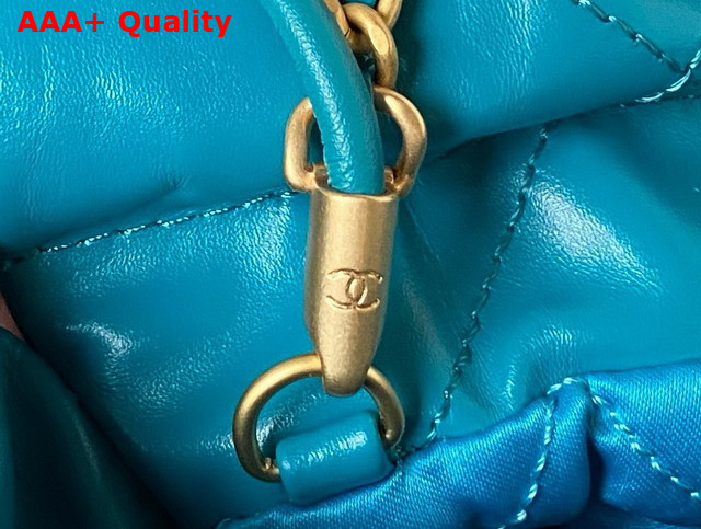 Chanel 22 Mini Handbag in Light Blue Shiny Crumpled Calfskin Gold Tone Metal AS3980 Replica