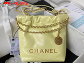 Chanel 22 Mini Handbag in Light Yellow Shiny Crumpled Calfskin Gold Tone Metal AS3980 Replica