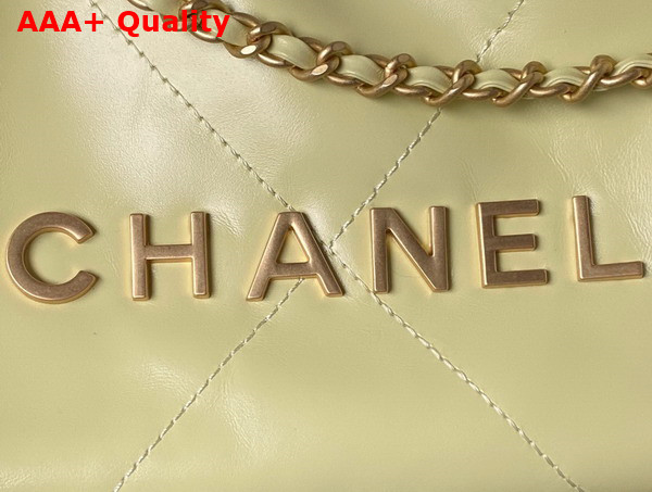 Chanel 22 Mini Handbag in Light Yellow Shiny Crumpled Calfskin Gold Tone Metal AS3980 Replica