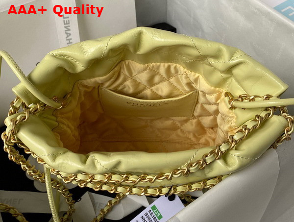 Chanel 22 Mini Handbag in Light Yellow Shiny Crumpled Calfskin Gold Tone Metal AS3980 Replica