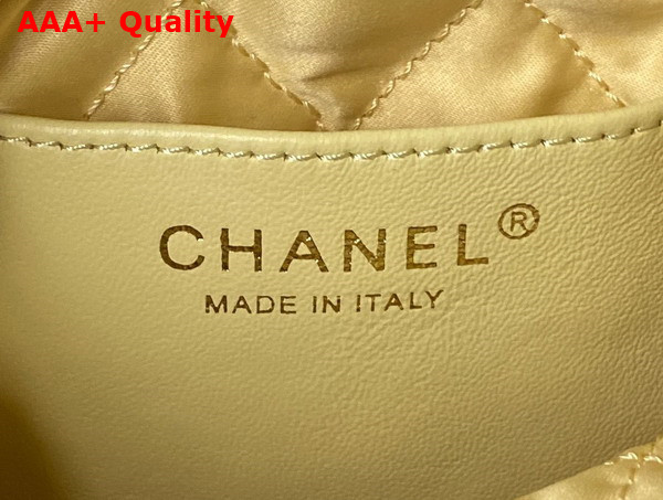 Chanel 22 Mini Handbag in Light Yellow Shiny Crumpled Calfskin Gold Tone Metal AS3980 Replica