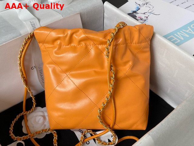 Chanel 22 Mini Handbag in Orange Shiny Crumpled Calfskin Gold Tone Metal AS3980 Replica