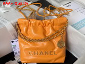 Chanel 22 Mini Handbag in Orange Shiny Crumpled Calfskin Gold Tone Metal AS3980 Replica