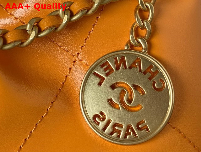 Chanel 22 Mini Handbag in Orange Shiny Crumpled Calfskin Gold Tone Metal AS3980 Replica