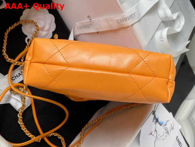 Chanel 22 Mini Handbag in Orange Shiny Crumpled Calfskin Gold Tone Metal AS3980 Replica