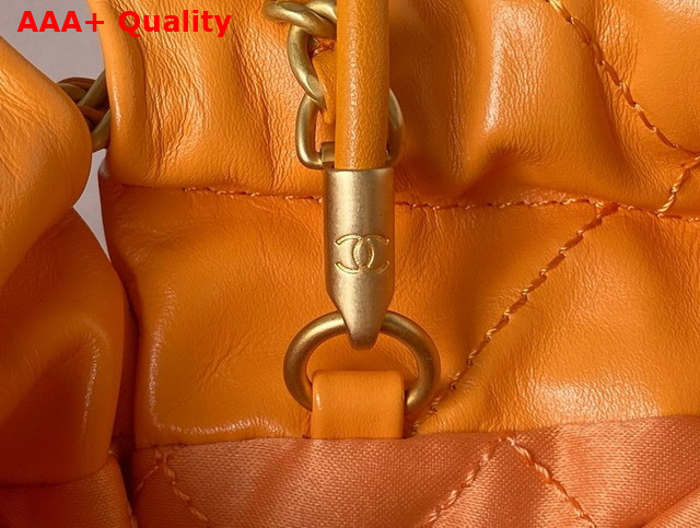 Chanel 22 Mini Handbag in Orange Shiny Crumpled Calfskin Gold Tone Metal AS3980 Replica