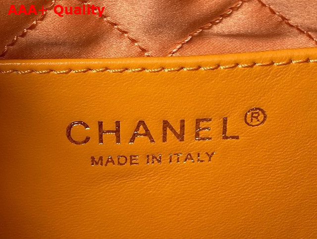 Chanel 22 Mini Handbag in Orange Shiny Crumpled Calfskin Gold Tone Metal AS3980 Replica