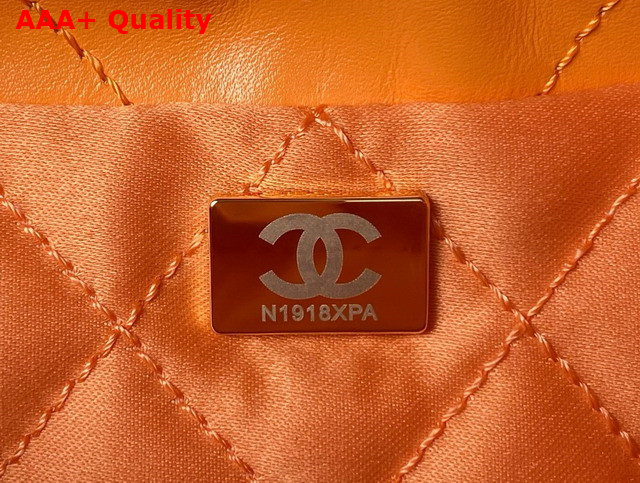 Chanel 22 Mini Handbag in Orange Shiny Crumpled Calfskin Gold Tone Metal AS3980 Replica