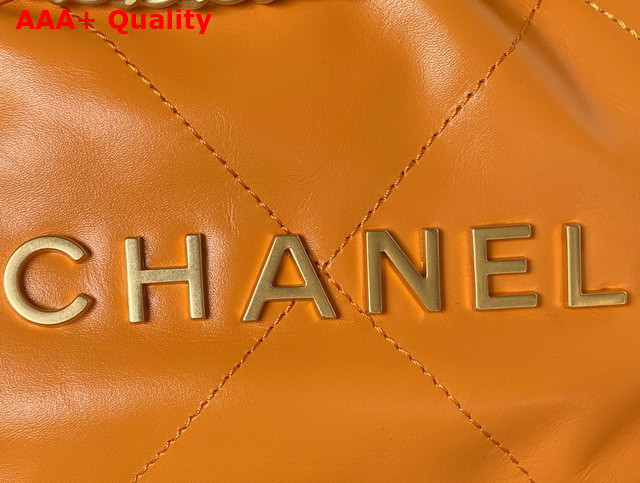 Chanel 22 Mini Handbag in Orange Shiny Crumpled Calfskin Gold Tone Metal AS3980 Replica