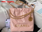 Chanel 22 Mini Handbag in Pink Shiny Crumpled Calfskin Gold Tone Metal AS3980 Replica