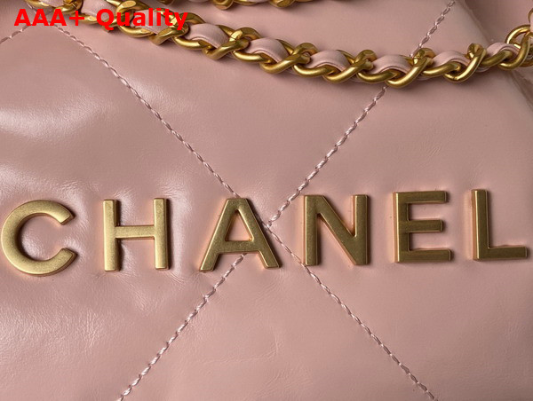 Chanel 22 Mini Handbag in Pink Shiny Crumpled Calfskin Gold Tone Metal AS3980 Replica