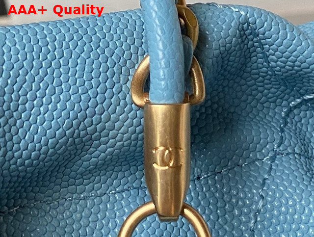 Chanel 22 Mini Handbag in Sky Blue Shiny Grained Calfskin Gold Tone Metal and Lacquered Metal AS3980 Replica