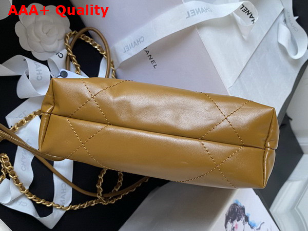 Chanel 22 Mini Handbag in Tan Shiny Crumpled Calfskin Gold Tone Metal AS3980 Replica