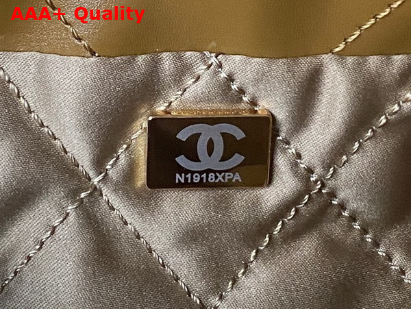 Chanel 22 Mini Handbag in Tan Shiny Crumpled Calfskin Gold Tone Metal AS3980 Replica