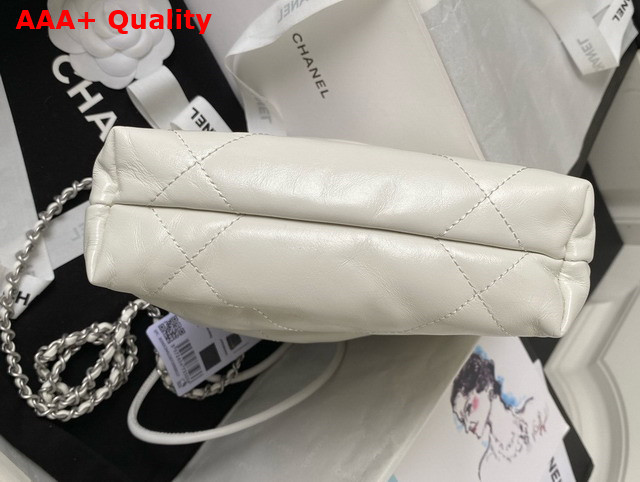 Chanel 22 Mini Handbag in White Shiny Crumpled Calfskin Silver Tone Metal AS3980 Replica