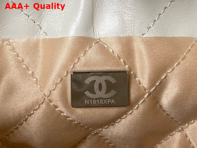 Chanel 22 Mini Handbag in White Shiny Crumpled Calfskin Silver Tone Metal AS3980 Replica