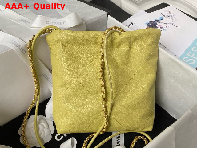 Chanel 22 Mini Handbag in Yellow Shiny Grained Calfskin Gold Tone Metal and Lacquered Metal AS3980 Replica