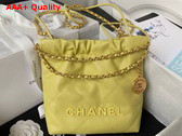 Chanel 22 Mini Handbag in Yellow Shiny Grained Calfskin Gold Tone Metal and Lacquered Metal AS3980 Replica