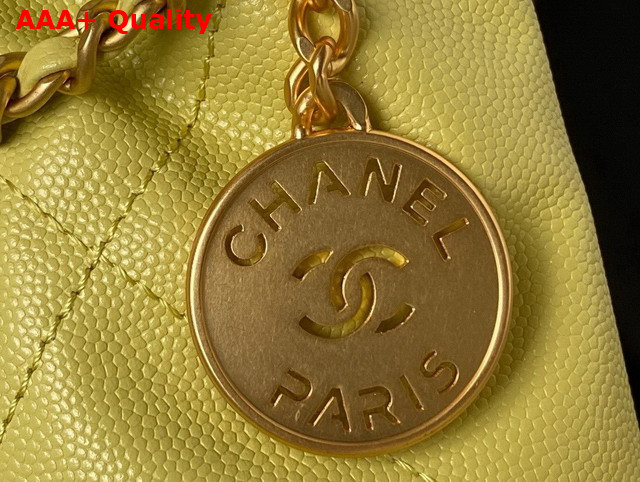 Chanel 22 Mini Handbag in Yellow Shiny Grained Calfskin Gold Tone Metal and Lacquered Metal AS3980 Replica