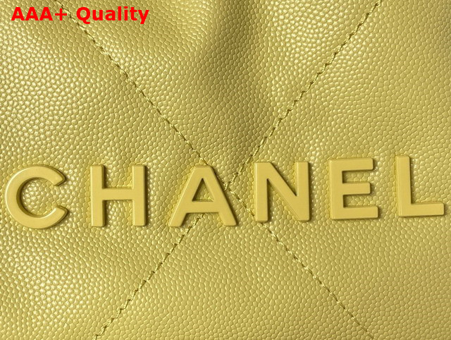 Chanel 22 Mini Handbag in Yellow Shiny Grained Calfskin Gold Tone Metal and Lacquered Metal AS3980 Replica