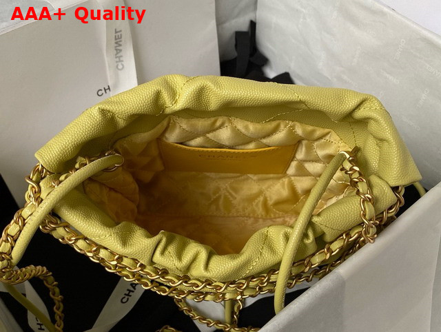 Chanel 22 Mini Handbag in Yellow Shiny Grained Calfskin Gold Tone Metal and Lacquered Metal AS3980 Replica