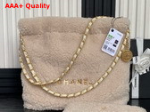 Chanel 22 Small Handbag Ecru Shearling Lambskin Gold Tone Metal AS3260 Replica