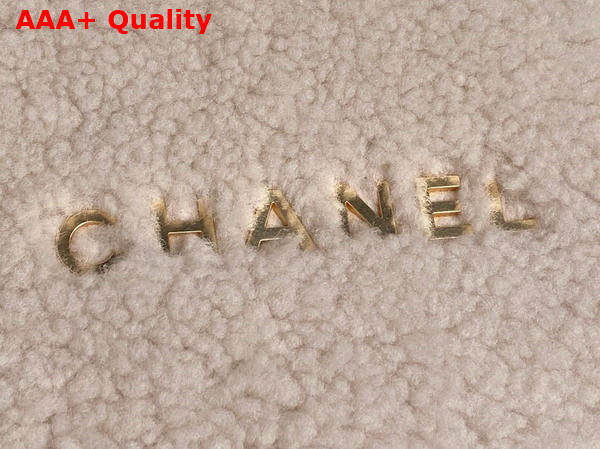 Chanel 22 Small Handbag Ecru Shearling Lambskin Gold Tone Metal AS3260 Replica