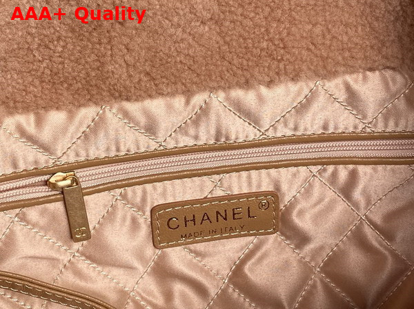 Chanel 22 Small Handbag Light Pink Shearling Lambskin Gold Tone Metal AS3260 Replica