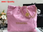 Chanel 22 Small Handbag Shiny Calfskin Gold Tone Metal Pink Ref AS3260 Replica