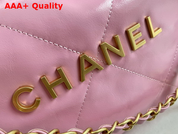 Chanel 22 Small Handbag Shiny Calfskin Gold Tone Metal Pink Ref AS3260 Replica