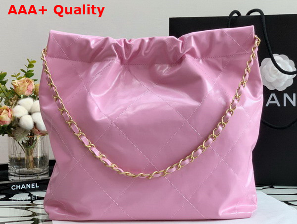 Chanel 22 Small Handbag Shiny Calfskin Gold Tone Metal Pink Ref AS3260 Replica