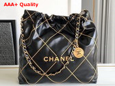 Chanel 22 Small Handbag Shiny Calfskin and Gold Tone Mtal Black AS3260 Replica