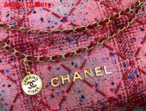 Chanel 22 Small Handbag Tweed and Gold Metal Pink Burgundy Multicolor Ref AS3260 Replica