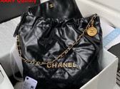 Chanel 22 Small Handbag in Black Shiny Calfskin Gold Tone Metal AS3260 Replica