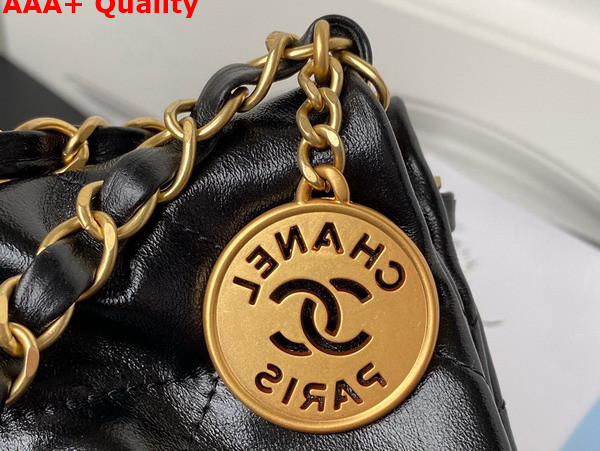 Chanel 22 Small Handbag in Black Shiny Calfskin Gold Tone Metal AS3260 Replica