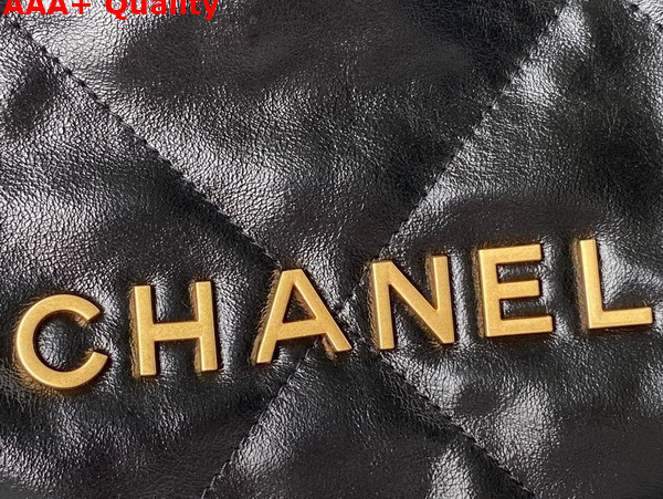 Chanel 22 Small Handbag in Black Shiny Calfskin Gold Tone Metal AS3260 Replica