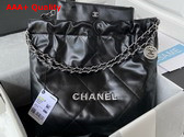 Chanel 22 Small Handbag in Black Shiny Calfskin Silver Tone Metal AS3260 Replica