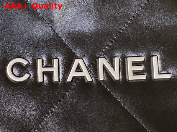 Chanel 22 Small Handbag in Black Shiny Calfskin Silver Tone Metal AS3260 Replica