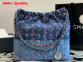 Chanel 22 Small Handbag in Blue Denim and Sequins AS3260 Replica