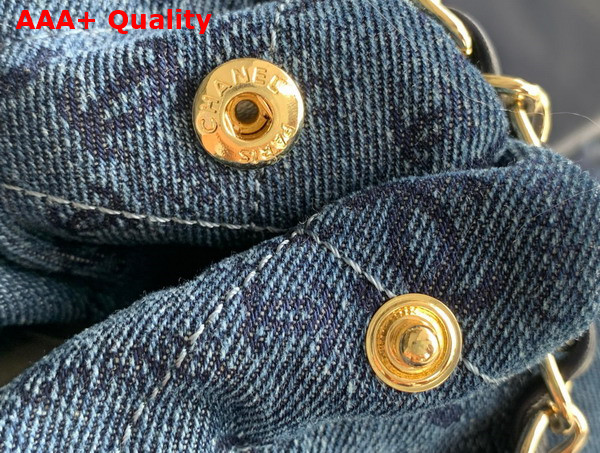 Chanel 22 Small Handbag in Blue Printed Denim Replica