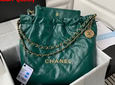 Chanel 22 Small Handbag in Green Shiny Calfskin Gold Tone Metal AS3260 Replica