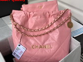 Chanel 22 Small Handbag in Light Pink Shiny Calfskin Gold Tone Metal AS3260 Replica