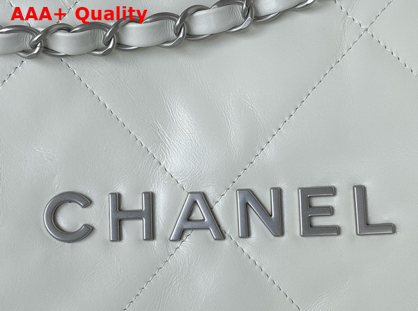 Chanel 22 Small Handbag in White Shiny Calfskin Silver Tone Metal AS3260 Replica