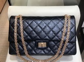 Chanel 255 Handbag in Black Crumpled Calfskin with Rectangular Lock